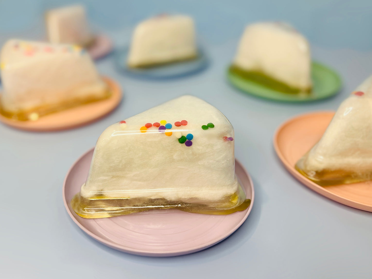 Fluff Cake Slice - Cotton Candy Party Favours - 6 pack - Gold
