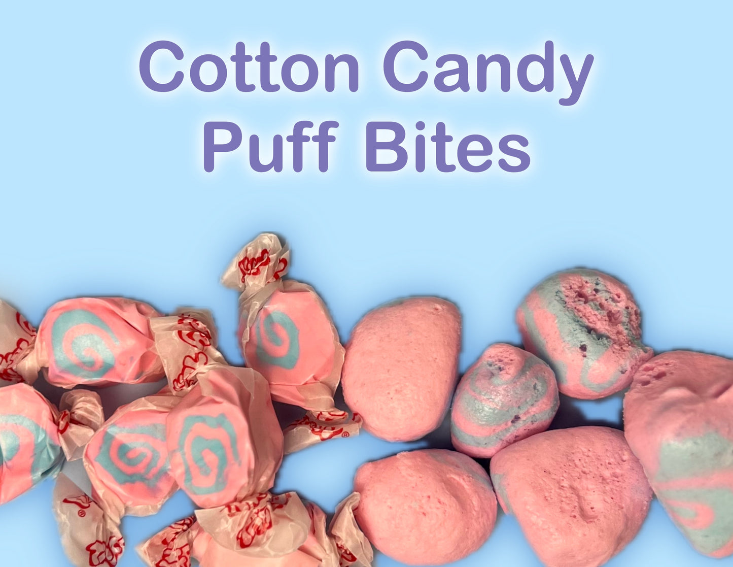 Cotton Candy Puff Bites ~ Freeze Dried Candy - Freeze Dried Taffy 30g